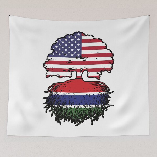 Item preview, Gambia Gambian American USA Tree Roots Flag designed and sold by FlagX.