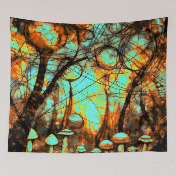 Item preview, Psychedelic, magical forest and colorful, inky mushrooms.6 designed and sold by My-fake-places.