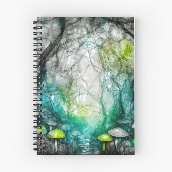 Item preview, Psychedelic, magical forest and colorful, inky mushrooms.7 designed and sold by My-fake-places.