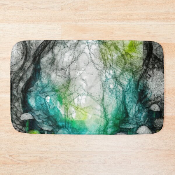 Item preview, Psychedelic, magical forest and colorful, inky mushrooms.7 designed and sold by My-fake-places.