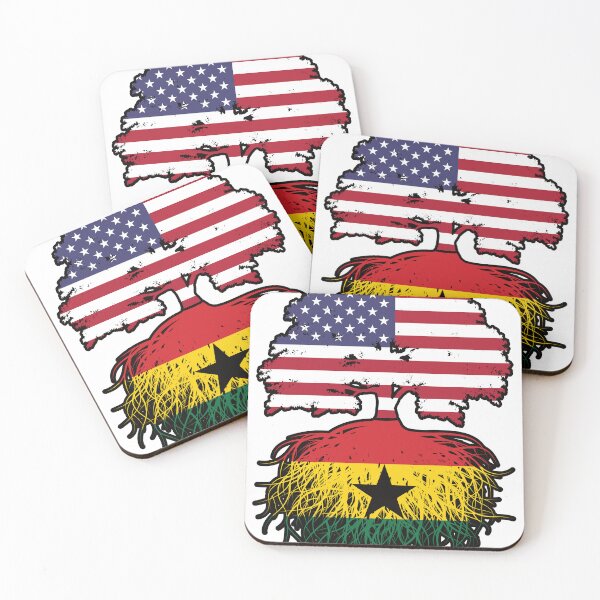 Item preview, Ghana Ghanaian American USA Tree Roots Flag designed and sold by FlagX.