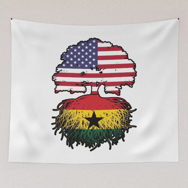 Item preview, Ghana Ghanaian American USA Tree Roots Flag designed and sold by FlagX.