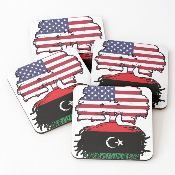 Item preview, Libya Libyan American USA Tree Roots Flag designed and sold by FlagX.