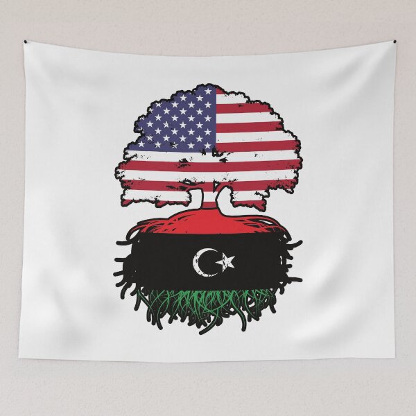 Item preview, Libya Libyan American USA Tree Roots Flag designed and sold by FlagX.