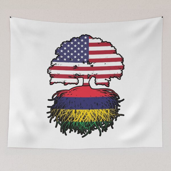 Item preview, Mauritius Mauritian American USA Tree Roots Flag designed and sold by FlagX.