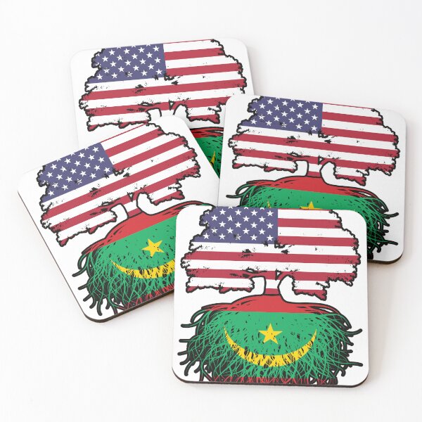 Item preview, Mauritania Mauritanian American USA Tree Roots Flag designed and sold by FlagX.