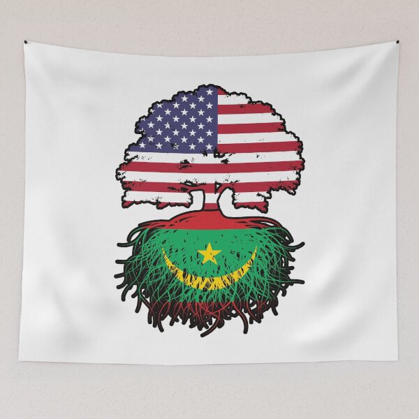 Item preview, Mauritania Mauritanian American USA Tree Roots Flag designed and sold by FlagX.