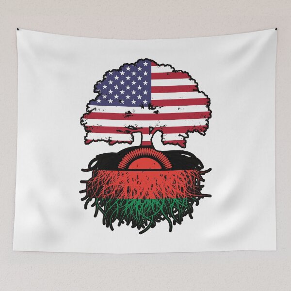 Item preview, Malawi Malawian American USA Tree Roots Flag designed and sold by FlagX.