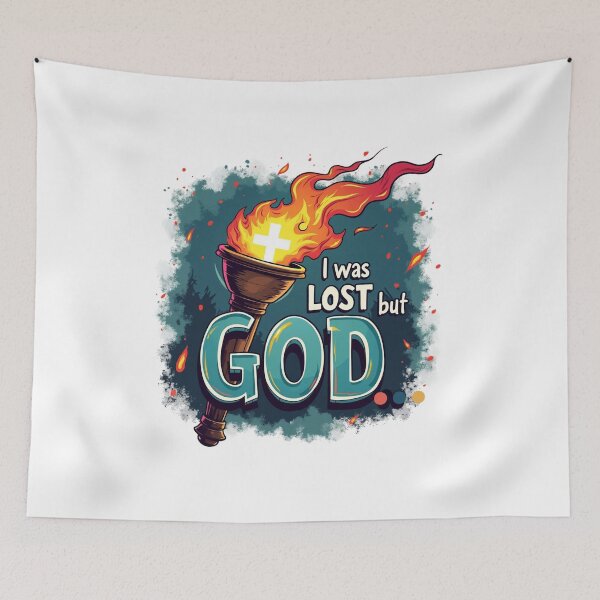 Item preview, I Was Lost But God...Flaming Torch, Cross designed and sold by Faithloveshop.