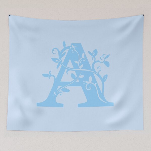 Item preview, Blue Capital Letter A With Vines V2 designed and sold by Victoria Lehnard.