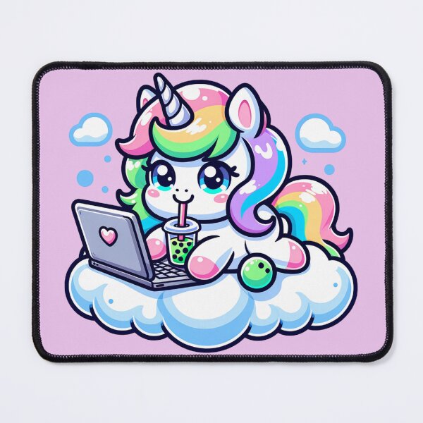 Item preview, Kawaii Gaming rainbow Unicorn drinking boba Sticker and more designed and sold by CRandRRstickers.