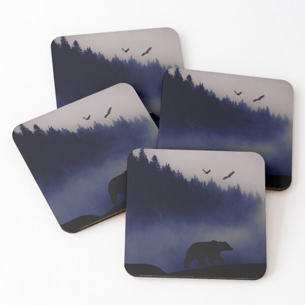 Item preview, Bear and Eagles in the Foggy Forest designed and sold by WhiteSoftPetals.