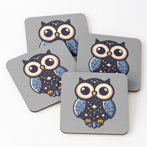 Item preview, Starry Night Owl Art - whimsical, nocturnal, stars, cartoon designed and sold by Nostalgia Busters.