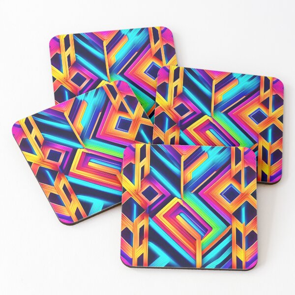 Item preview, Neon Geometric Abstract Art designed and sold by Health And Fitness Posts e-Store.
