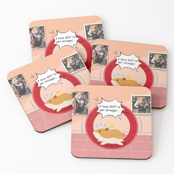 Item preview, cute gym hamster with text i have GOT to get stronger also there is buff hamsters in frames designed and sold by cherrytheory.