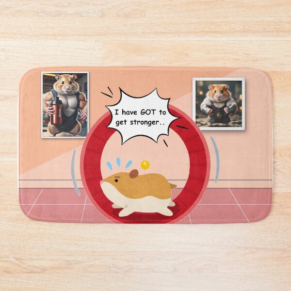 Item preview, cute gym hamster with text i have GOT to get stronger also there is buff hamsters in frames designed and sold by cherrytheory.