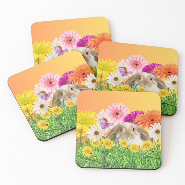 Item preview, Bunny in Green Grass,Flowers and a Butterfly designed and sold by WhiteSoftPetals.