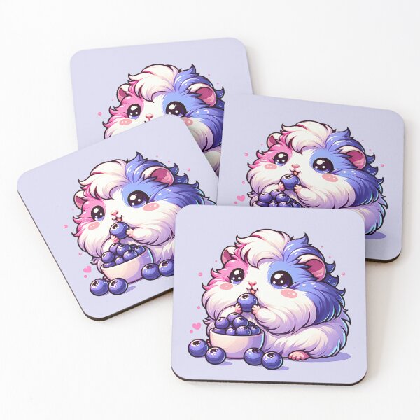 Aperçu de l'œuvre Le plus mignon des petits cochons d'Inde potelés mangeant des myrtilles, autocollant et plus créée et vendue par CRandRRstickers.
