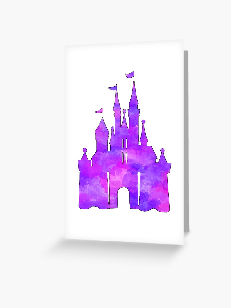 Carte De Vœux Chateau Aquarelle Rose Et Violet Par Beccacook1 Redbubble