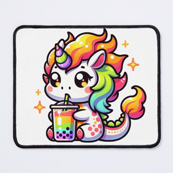 Item preview, unicorn fire dragon drinking rainbow boba sticker and more designed and sold by CRandRRstickers.