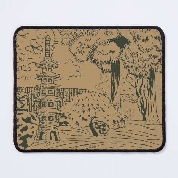 Item preview, Japanese Garden with Pagoda Linocut Print - Pine + Fawn designed and sold by Irene Estelle.