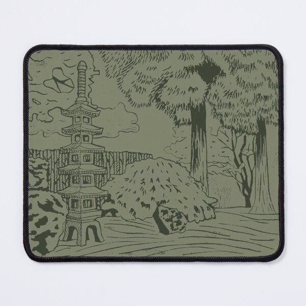 Item preview, Japanese Garden with Pagoda Linocut Print - Pine + Sage designed and sold by Irene Estelle.