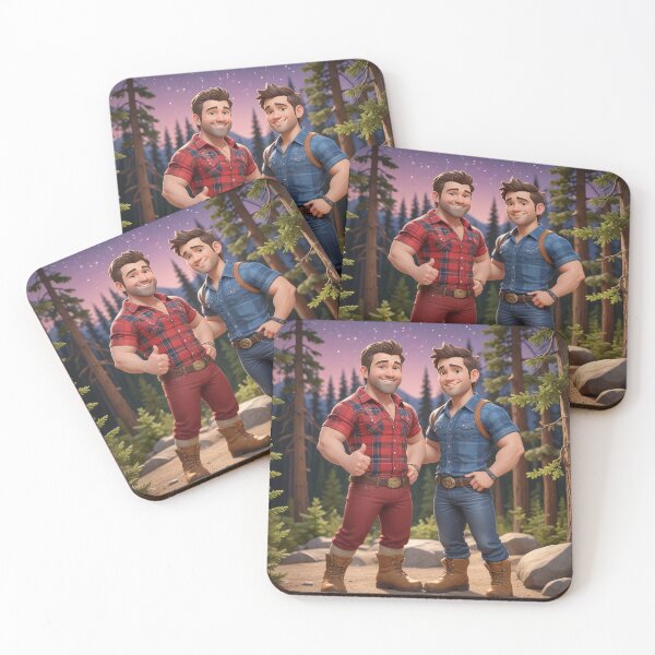 Item preview, BrawnyAi Lumberlandia's Lumberjack Couple Hiking at Night designed and sold by BrawnyAi.