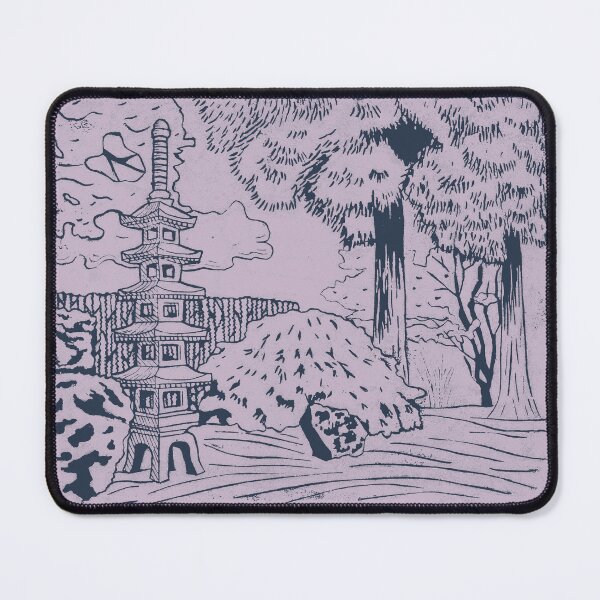 Item preview, Japanese Garden with Pagoda Linocut Print - Dusk + Dust designed and sold by Irene Estelle.