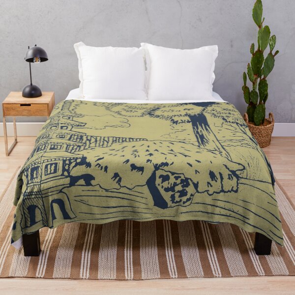 Item preview, Japanese Garden with Pagoda Linocut Print - Dusk + Gold designed and sold by Irene Estelle.