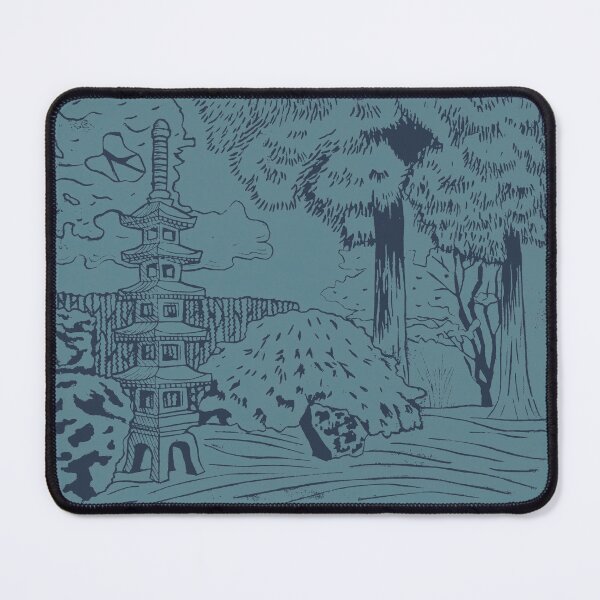 Item preview, Japanese Garden with Pagoda Linocut Print - Dusk + Peacock designed and sold by Irene Estelle.