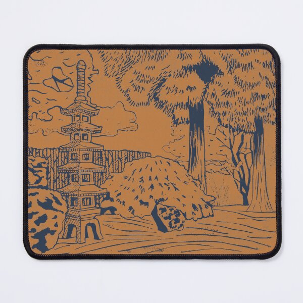 Item preview, Japanese Garden with Pagoda Linocut Print - Dusk + Rust designed and sold by Irene Estelle.