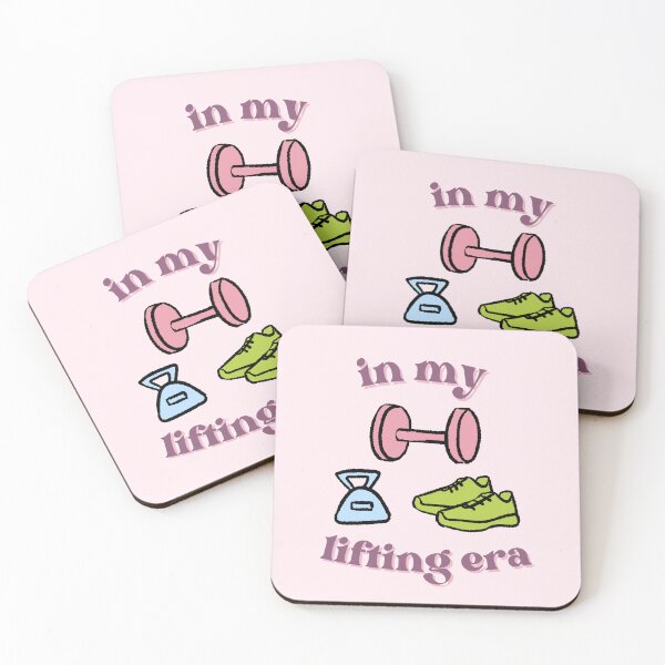 Item preview, cute gym weights and shoes with pastel text in my lifting era designed and sold by cherrytheory.