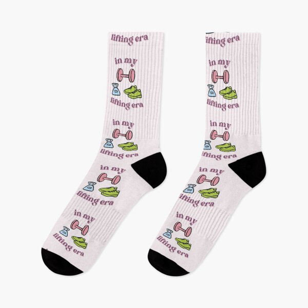 Item preview, cute gym weights and shoes with pastel text in my lifting era designed and sold by cherrytheory.