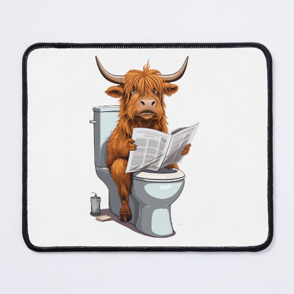 Item preview, Highland Cow Sitting on Toilet, Funny Animal Drawing designed and sold by CheekyAnimalz.