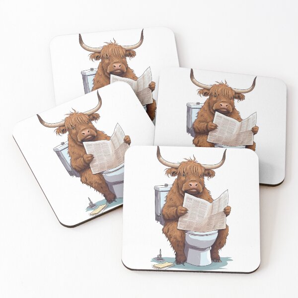 Item preview, Highland Cow Sitting on Toilet, Funny Animal Drawing designed and sold by CheekyAnimalz.