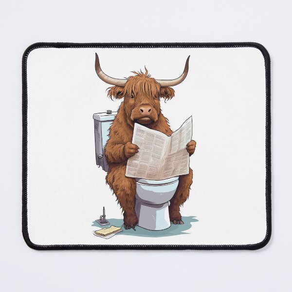 Item preview, Highland Cow Sitting on Toilet, Funny Animal Drawing designed and sold by CheekyAnimalz.