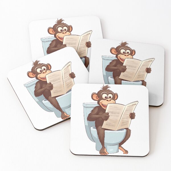 Item preview, Monkey Sitting on Toilet, Funny Animal Drawing designed and sold by CheekyAnimalz.