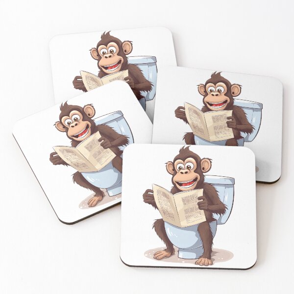 Item preview, Monkey Sitting on Toilet, Funny Animal Drawing designed and sold by CheekyAnimalz.