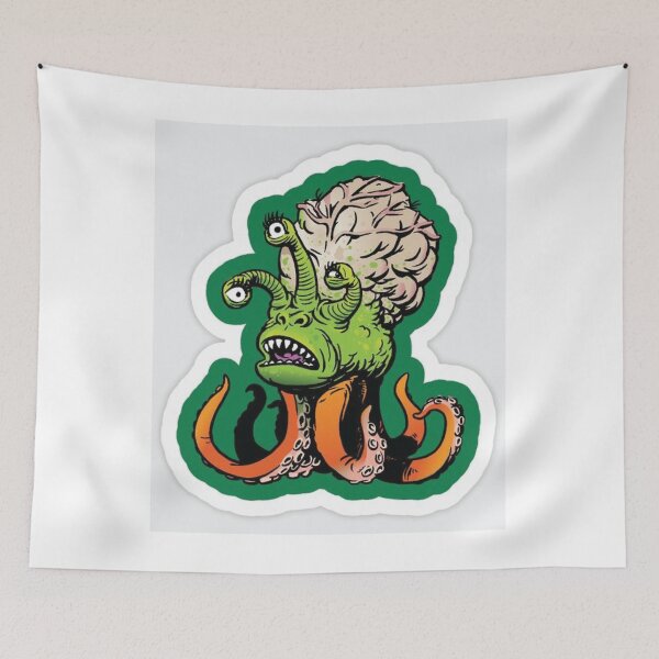 Item preview, Brainy Tentacle Alien with Triple Eyes Cartoon	 designed and sold by thrasherbald.