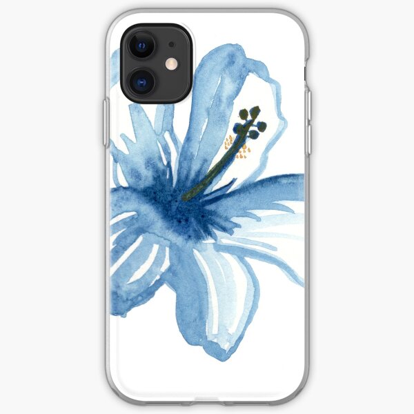 Watercolor blue hibiscus iPhone Soft Case