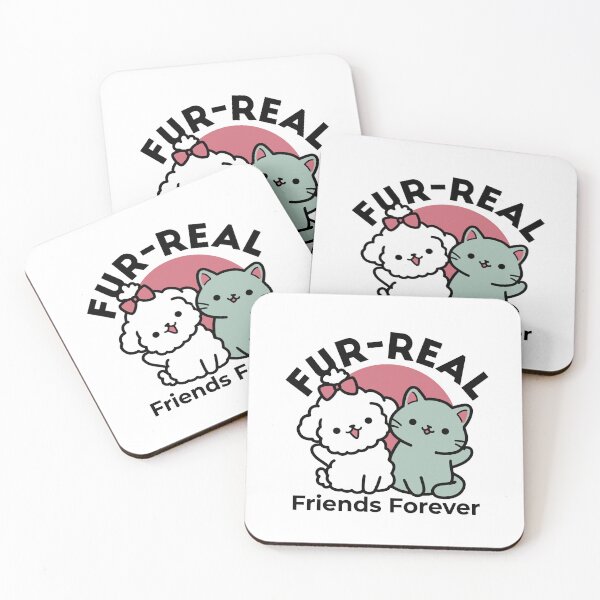 Item preview, Cute Cat & Dog 'Fur-Real Friends Forever' Design designed and sold by Trio-in-Forest.