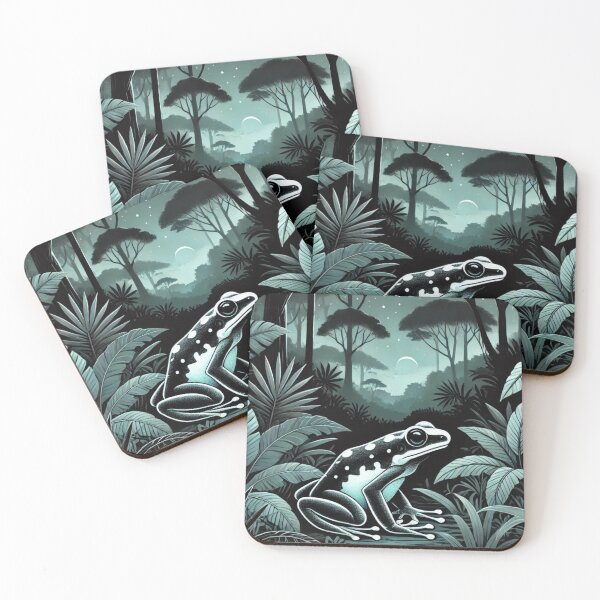 Item preview, Moonlit Jungle Reed Frog in Dense Foliage designed and sold by NocturnalNook.