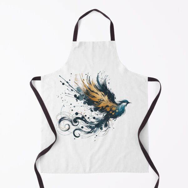 Item preview, blue golden bird in ink art style, swinging on the wings of a magical creature designed and sold by Matzi-MV.