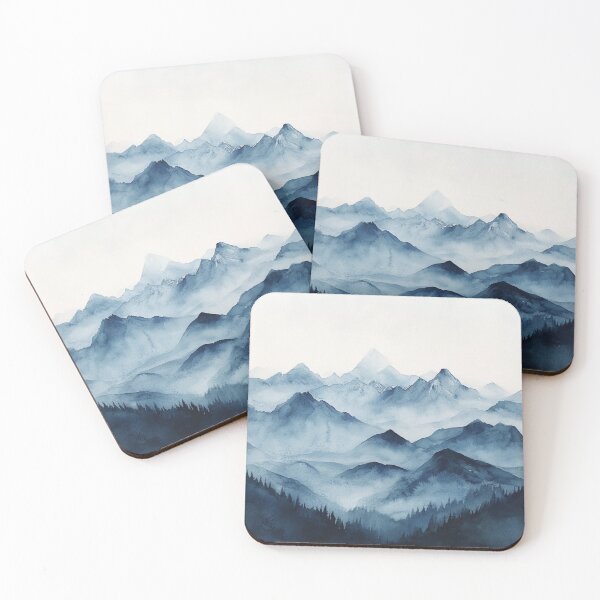 Item preview, Blue Watercolor Mountains Landscape designed and sold by NicolasGlowArt.