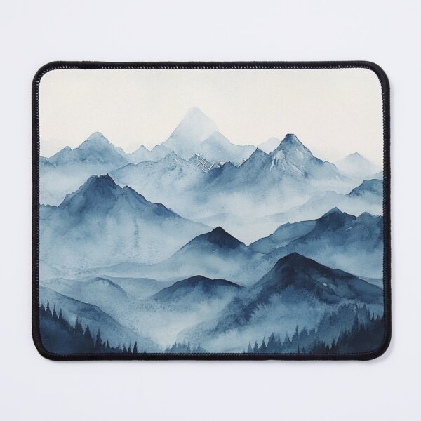 Item preview, Blue Watercolor Mountains Landscape designed and sold by NicolasGlowArt.