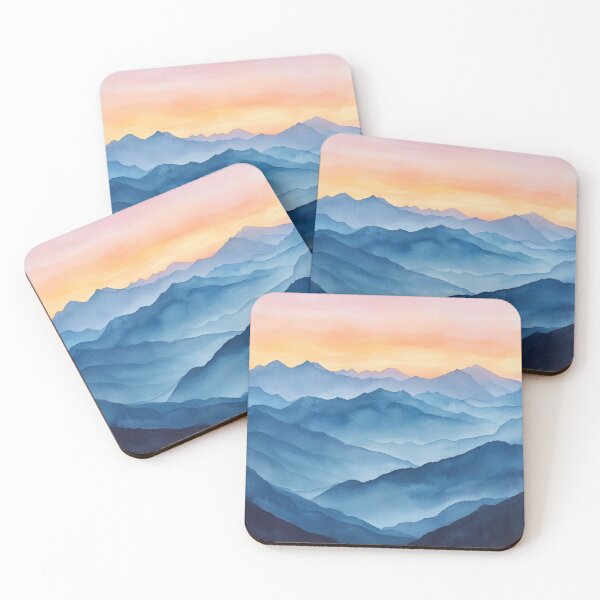 Item preview, Watercolor Mountaind Design, Mountains Landscape designed and sold by NicolasGlowArt.