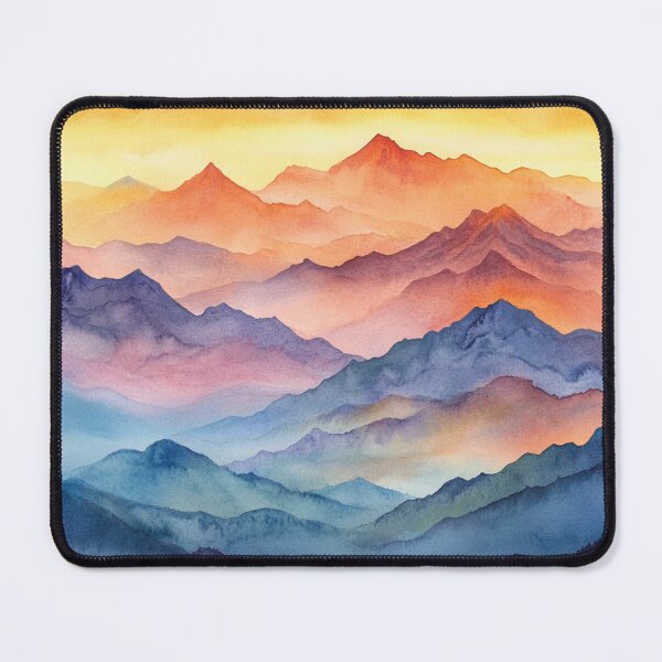 Item preview, Watercolor Colorful Mountains Landscape, Wall Art designed and sold by NicolasGlowArt.