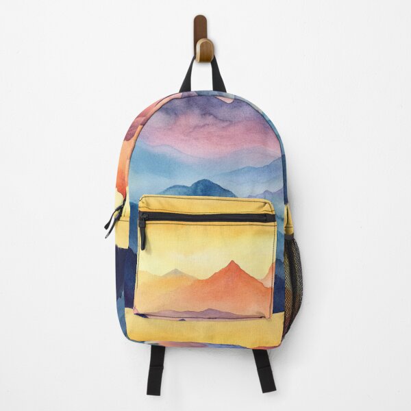 Item preview, Watercolor Colorful Mountains Landscape, Wall Art designed and sold by NicolasGlowArt.