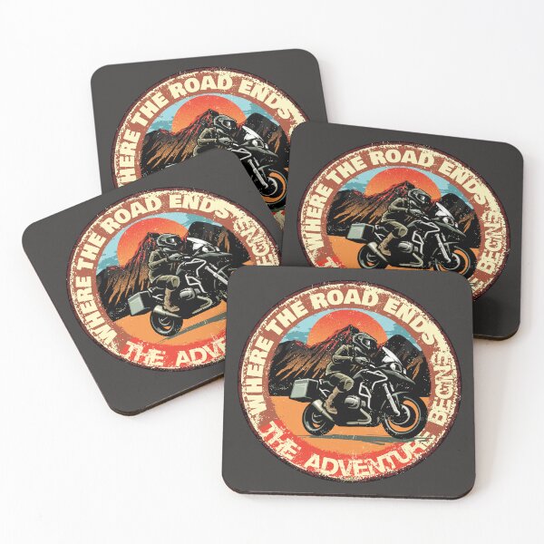 Item preview, Where the Road Ends Adventure Motorcycle Sticker T-Shirt 01 designed and sold by OuterShellUK.