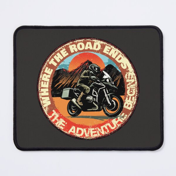Item preview, Where the Road Ends Adventure Motorcycle Sticker T-Shirt 01 designed and sold by OuterShellUK.